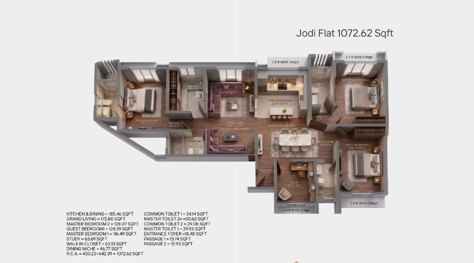 Aahana-Landmark-Floor-Plan-Jodi-Flat-1072 Sqft